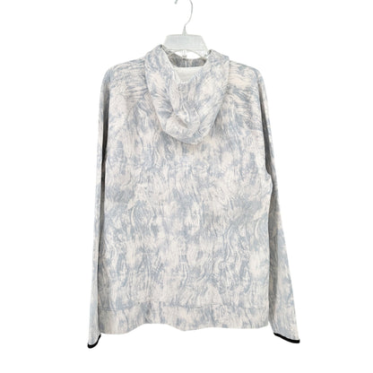 Old Navy Active Dynamic Fleece Pullover Hoodie Size L Blue White Abstract Print