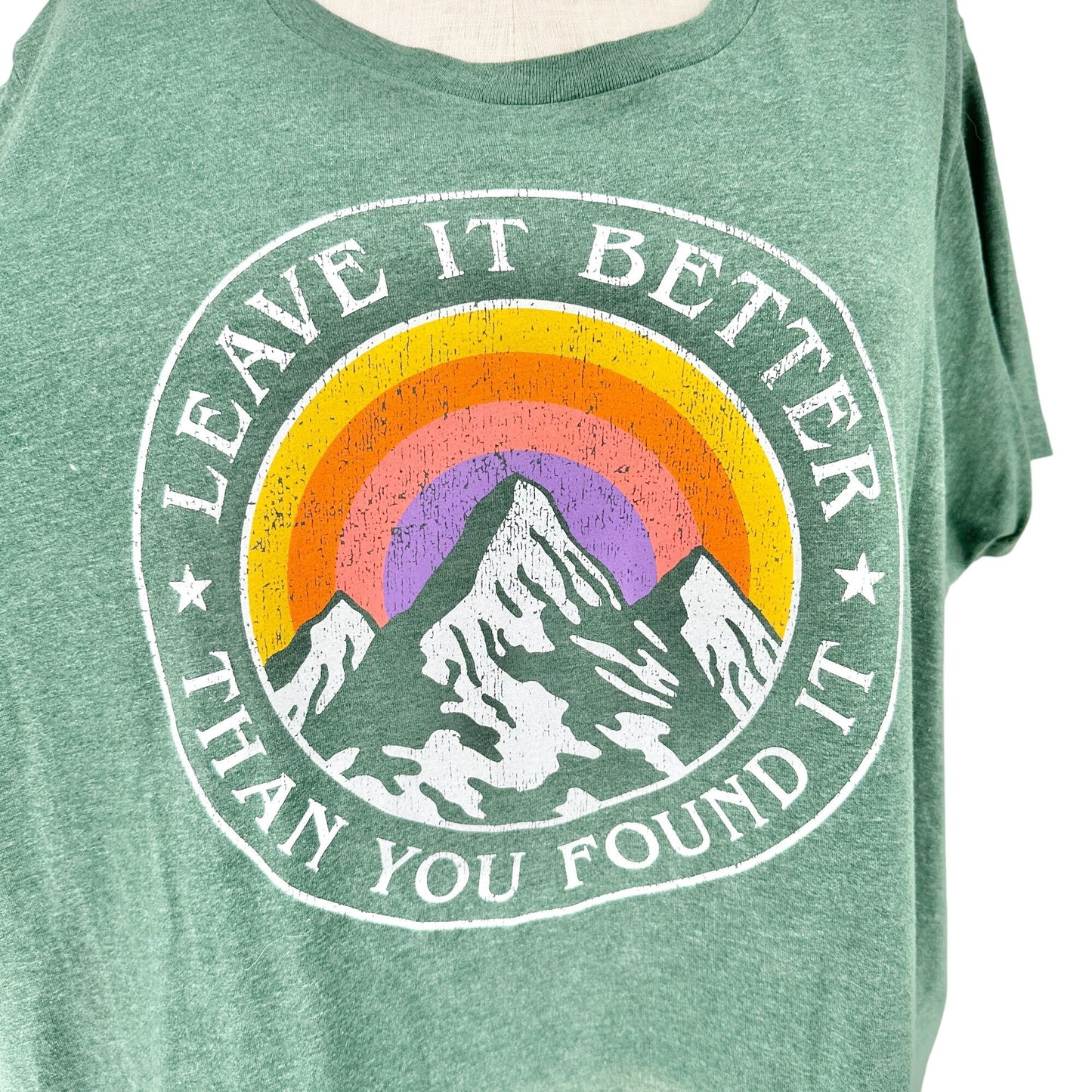 Leave It Better Graphic T-Shirt Green Plus 3XW Cotton Blend by Instant Message
