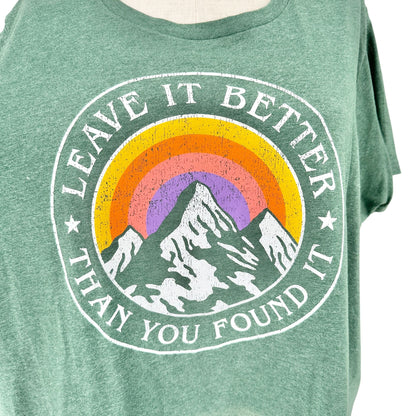 Leave It Better Graphic T-Shirt Green Plus 3XW Cotton Blend by Instant Message