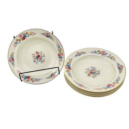 Royal Ivory KPM Set Of 5 Bowls Cream Gold Trim Floral Pattern Germany 8.5 inch