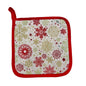 Christmas Winter Holiday Square Potholder with Hanging Tab Red Gold White