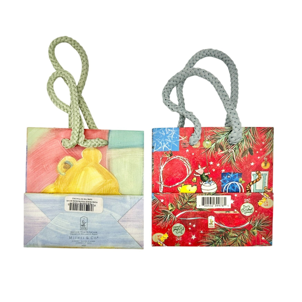 Set of 2 Disney Winnie the Pooh Christmas Gift Bags 5 inch Paper