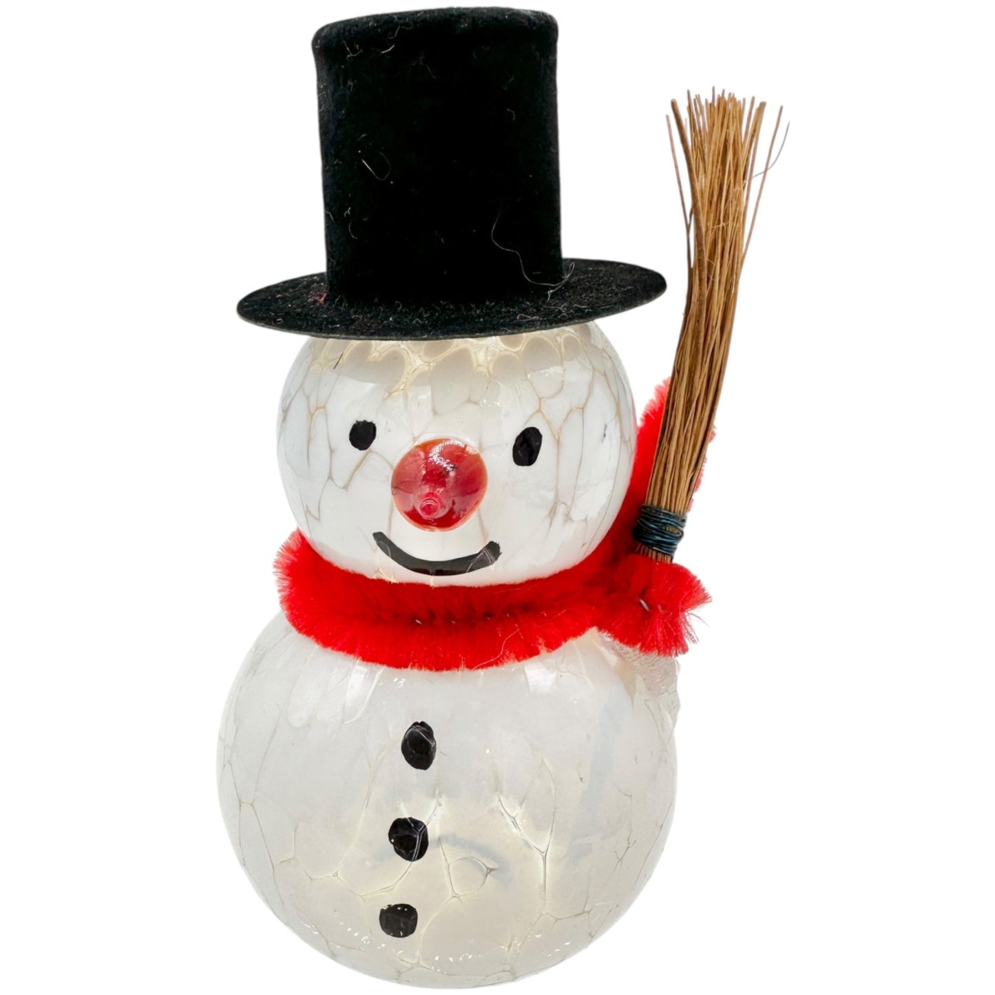 Handcrafted Reinhard Herzog Lampwork Glass Art Snowman Ornament Made in Germany