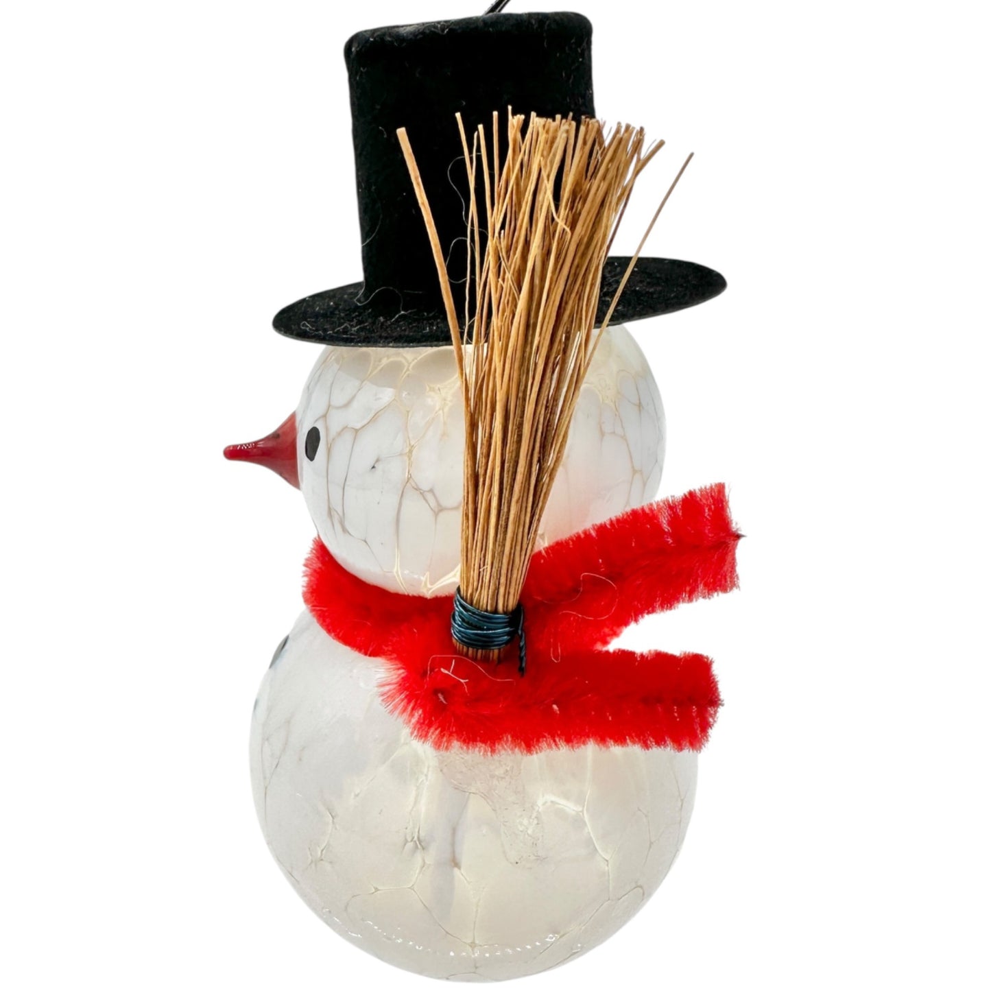 Handcrafted Reinhard Herzog Lampwork Glass Art Snowman Ornament Made in Germany