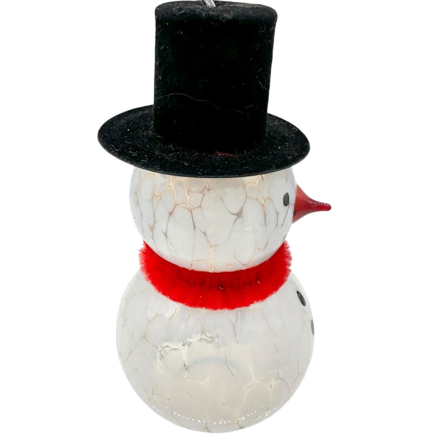 Handcrafted Reinhard Herzog Lampwork Glass Art Snowman Ornament Made in Germany