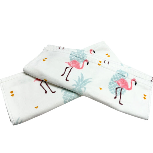 Caro Home Flamingo and Pineapple Print Cotton Bath Towels 27"x17" Set Of 2