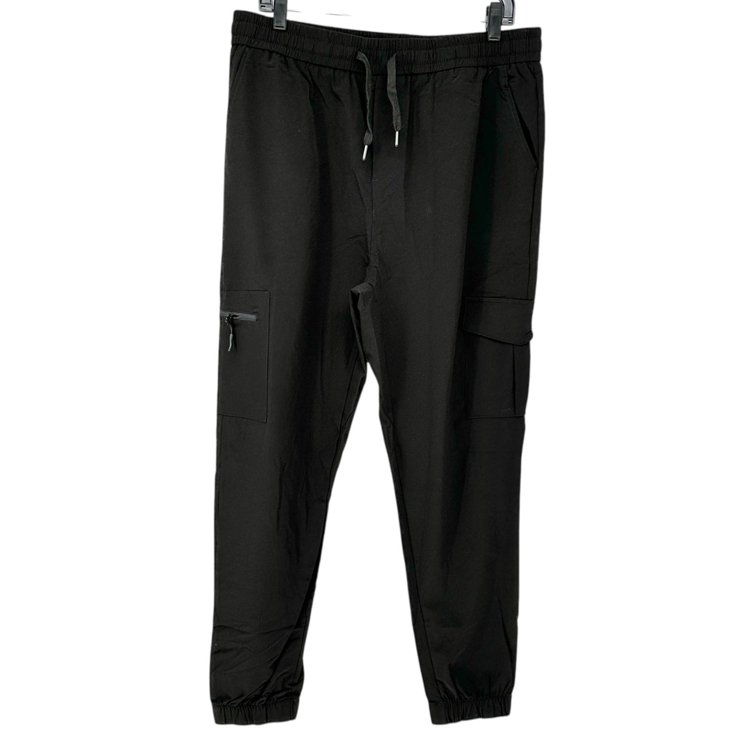 Cargo Jogger Pants Womens XL Black Elastic Waist Pockets Polyester Lightweight