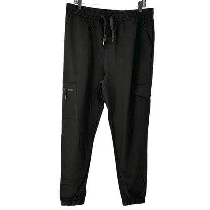 Cargo Jogger Pants Womens XL Black Elastic Waist Pockets Polyester Lightweight