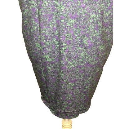 LuLaRoe Irma Top XXS Purple & Green Paisley Print High-Low Short Sleeve Tunic
