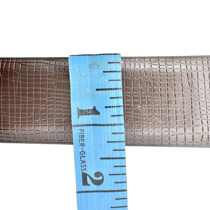 PX Clothing Belt Mens 40 Black Brown Croc-Embossed Leather Belt Metal Buckle NEW
