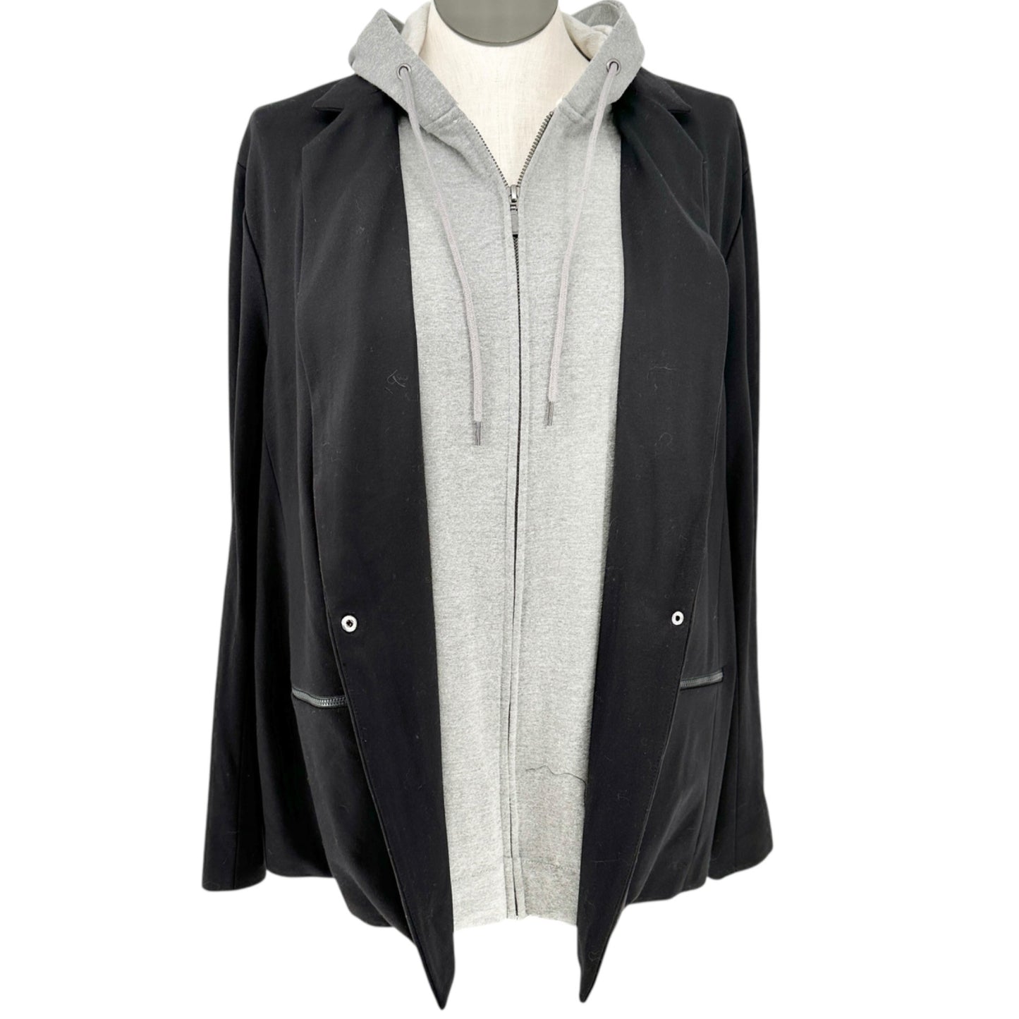 Torrid Size 3 Black Blazer With Gray Hoodie Insert Front Pockets Casual Chic 3X