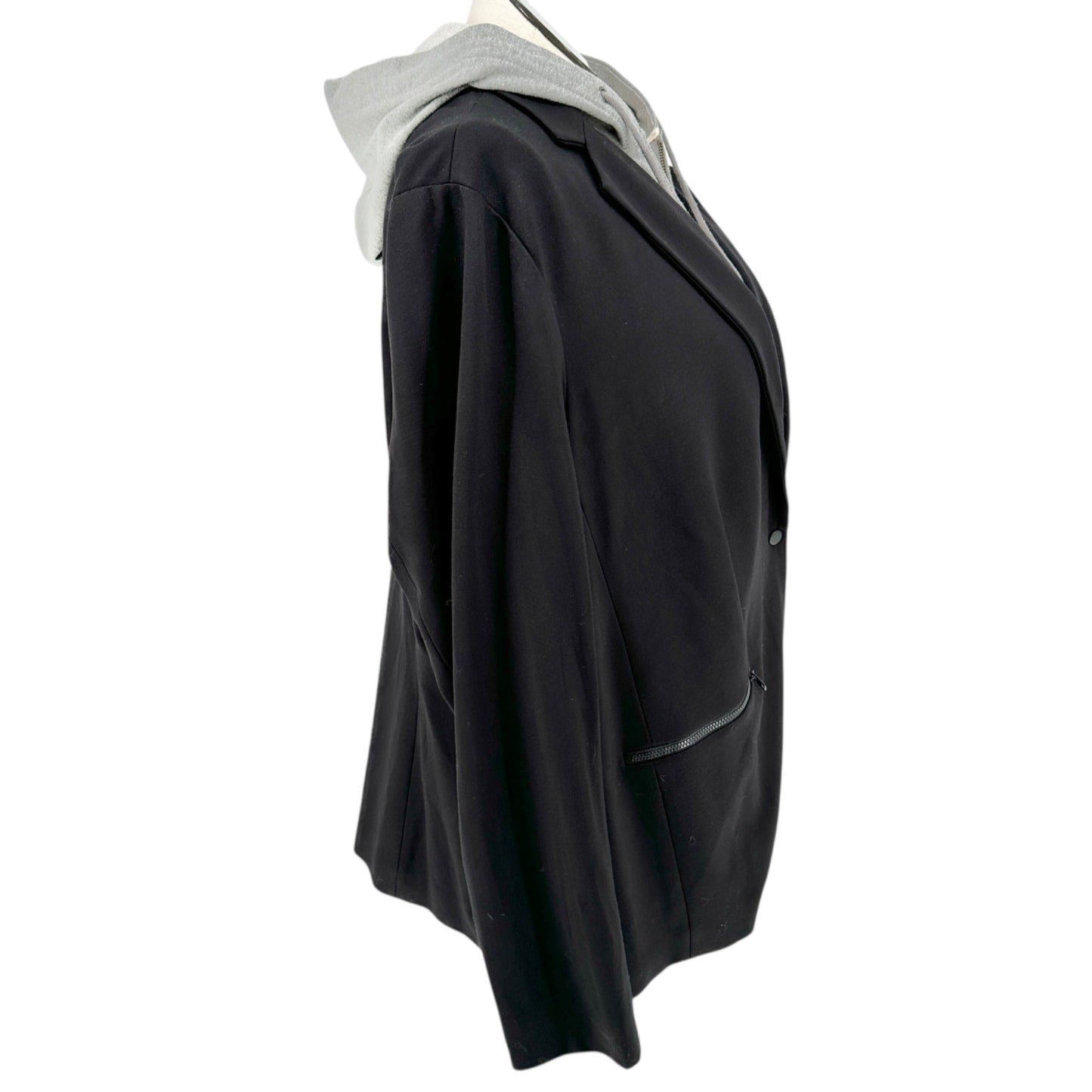 Torrid Size 3 Black Blazer With Gray Hoodie Insert Front Pockets Casual Chic 3X