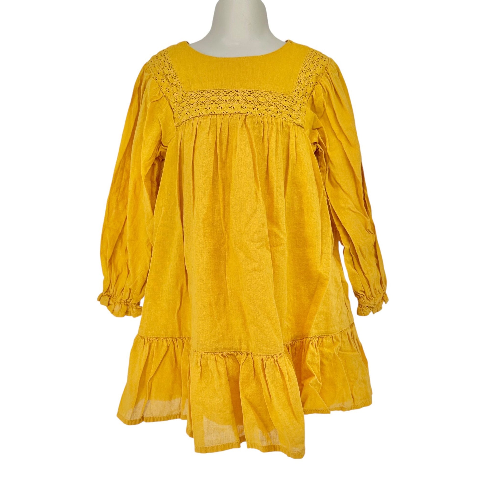 Toddler Girls' Solid Crochet Long Sleeve Dress