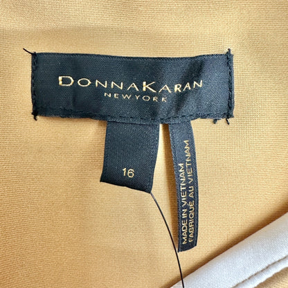 Donna Karan New York Dress Size 16 Watercolor Sleeveless A-Line Gold White Lined