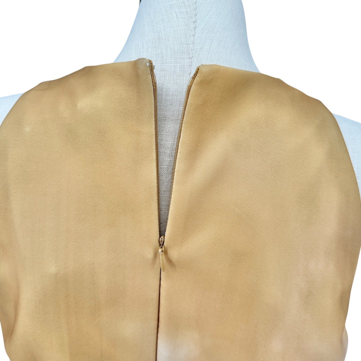 Donna Karan New York Dress Size 16 Watercolor Sleeveless A-Line Gold White Lined