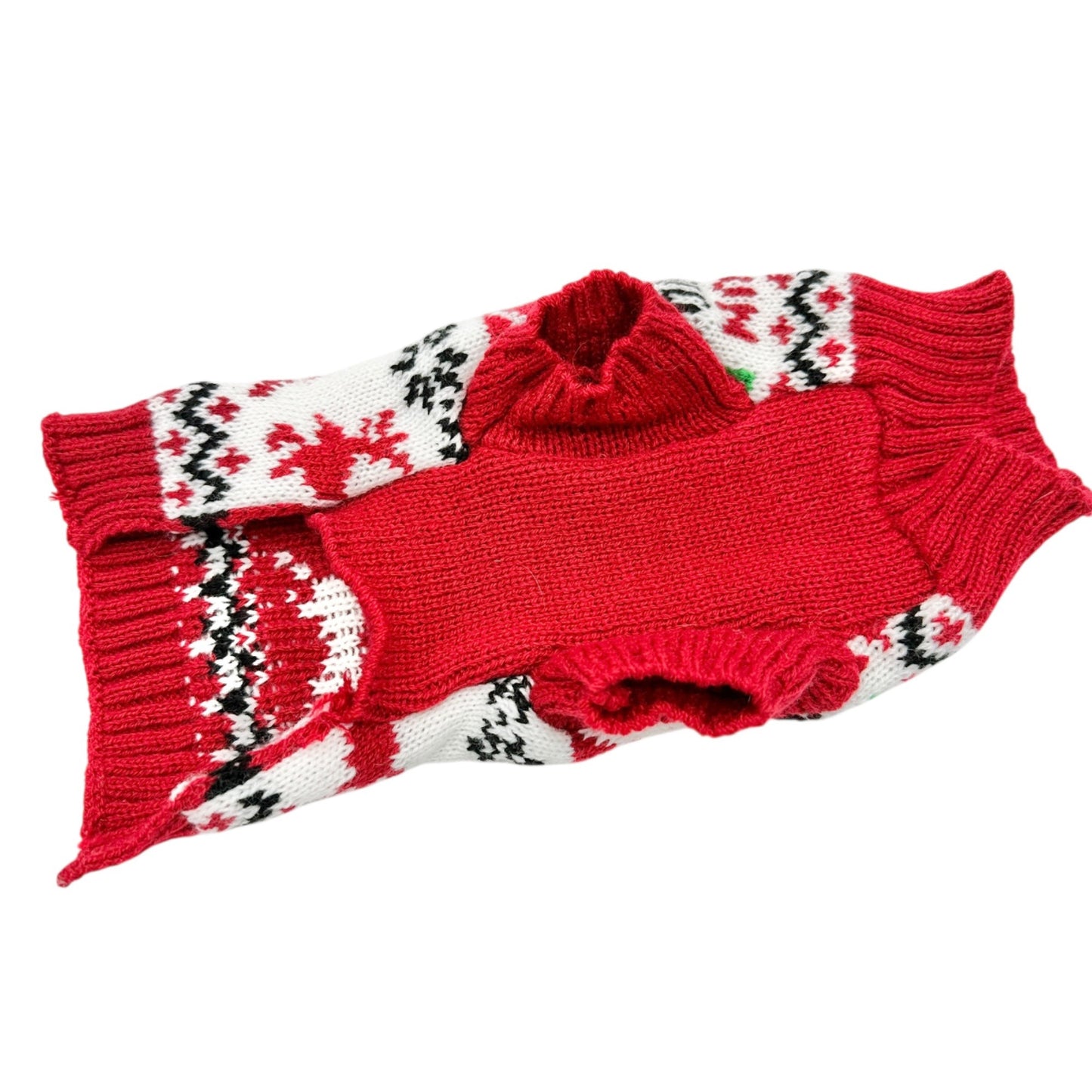 Reindeer Christmas Dog Sweater XS Acrylic Knit Holiday Pet Outfit Red White