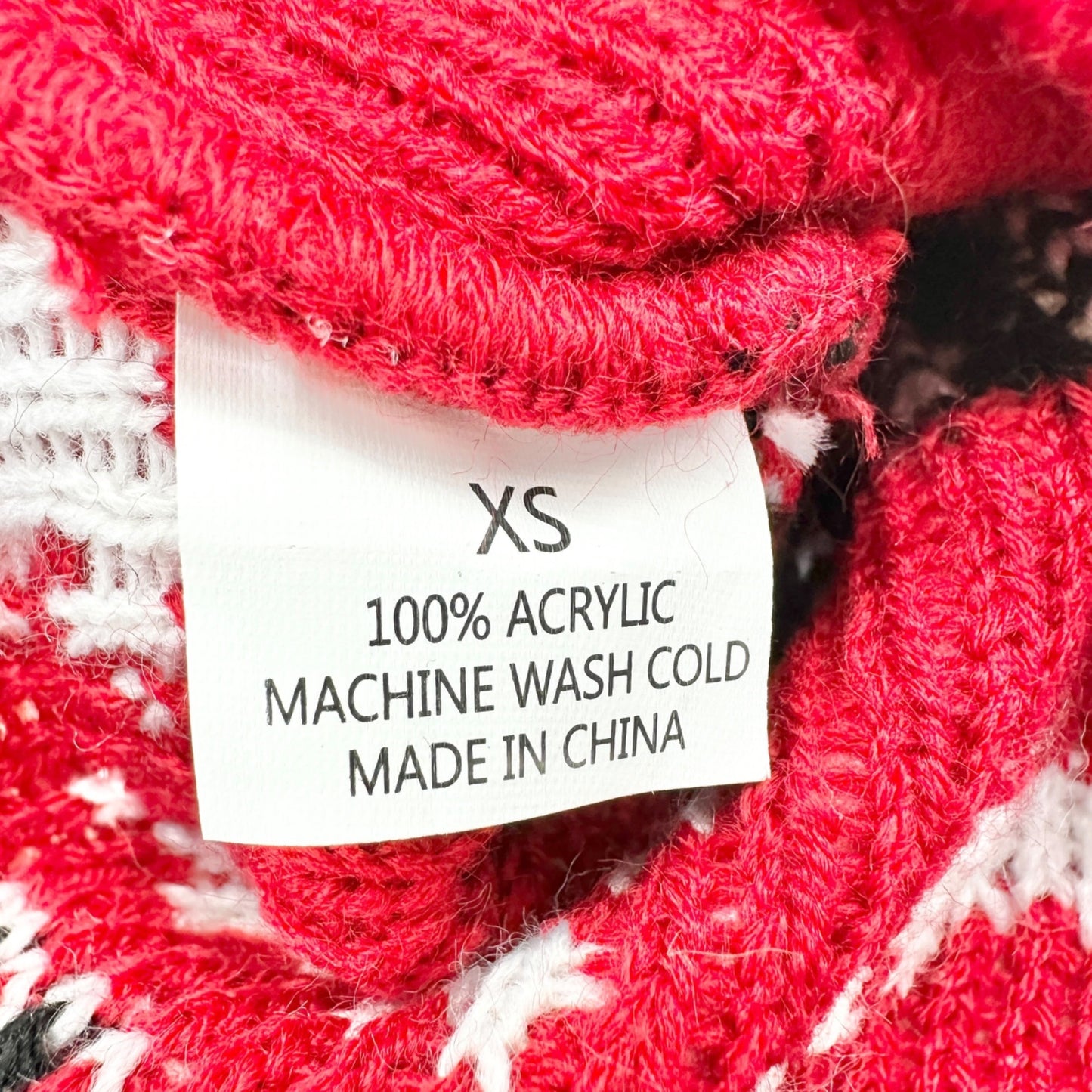 Reindeer Christmas Dog Sweater XS Acrylic Knit Holiday Pet Outfit Red White