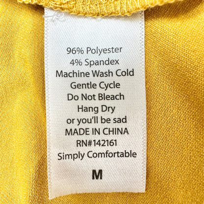 LuLaRoe Carly Dress Womens M SS Mustard Yellow A-Line Soft Stretchy Pocket HiLow