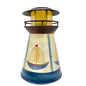 Lighthouse Metal Votive Tealight Candle Holder With Sailboat Design 7"H x 4.5"W