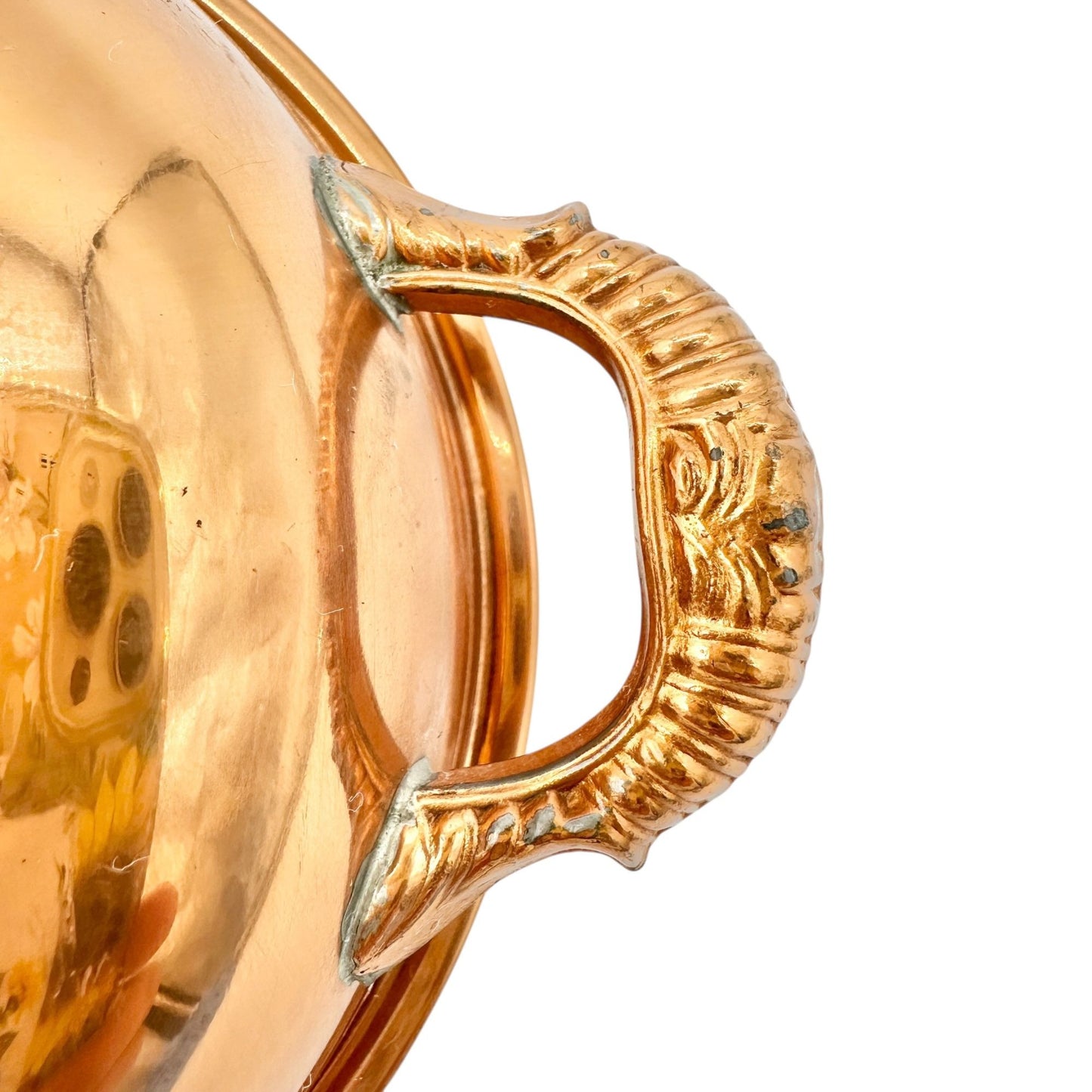 Vintage Copper Oval Two Handle Serving Dish 9.5 inch X 7 inch Rustic Charm