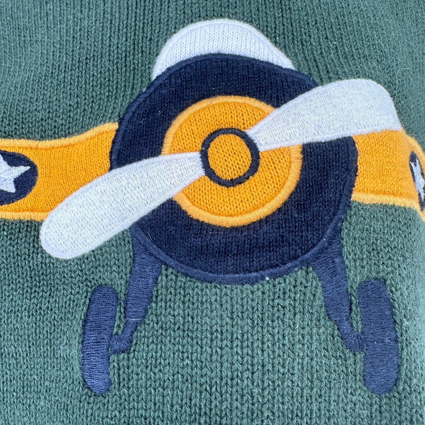 Crazy 8 Sweater Vest Kids 3 yrs Green Cotton with Airplane in Blue Yellow White