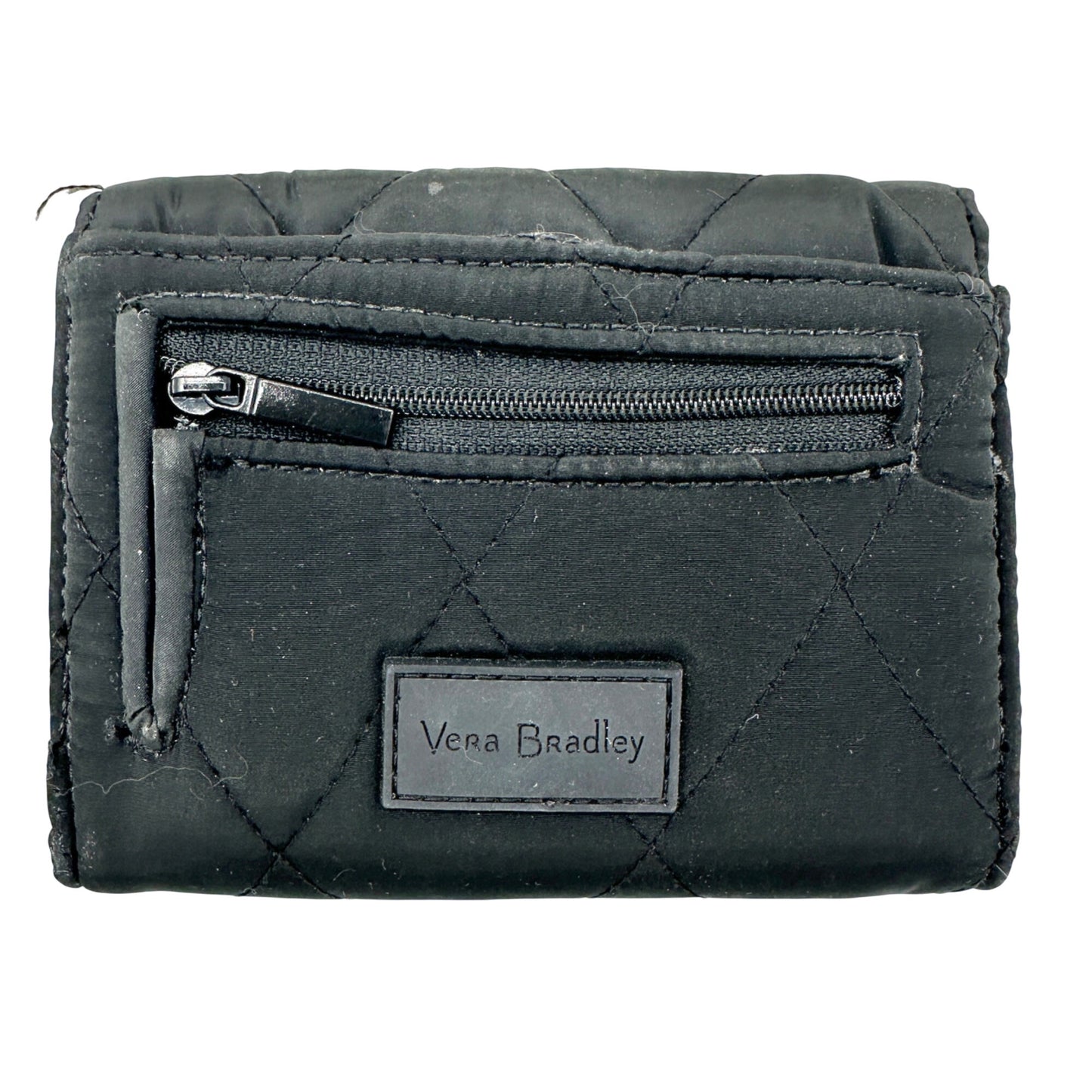 Vera Bradley RFID Black Quilted Trifold Wallet With Colorful Floral Interior