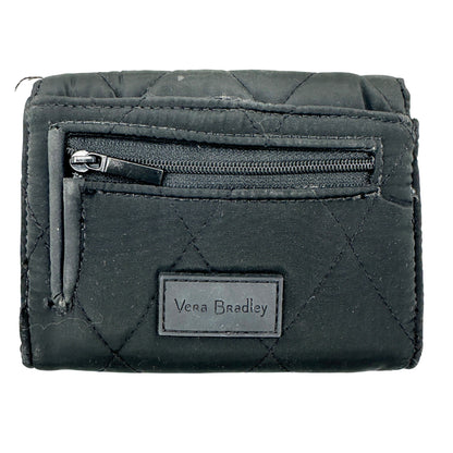 Vera Bradley RFID Black Quilted Trifold Wallet With Colorful Floral Interior