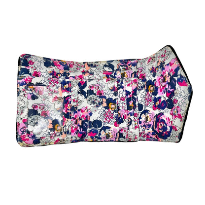 Vera Bradley RFID Black Quilted Trifold Wallet With Colorful Floral Interior