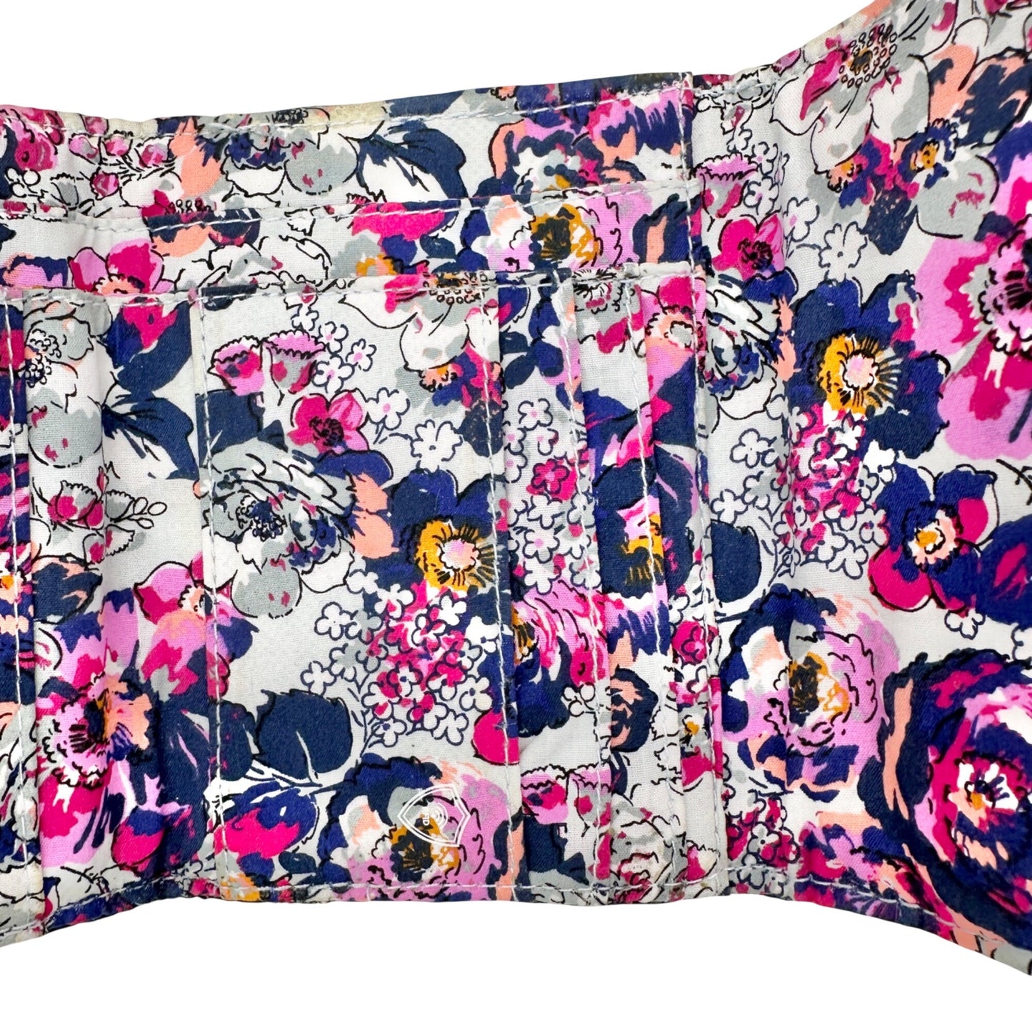 Vera Bradley RFID Black Quilted Trifold Wallet With Colorful Floral Interior