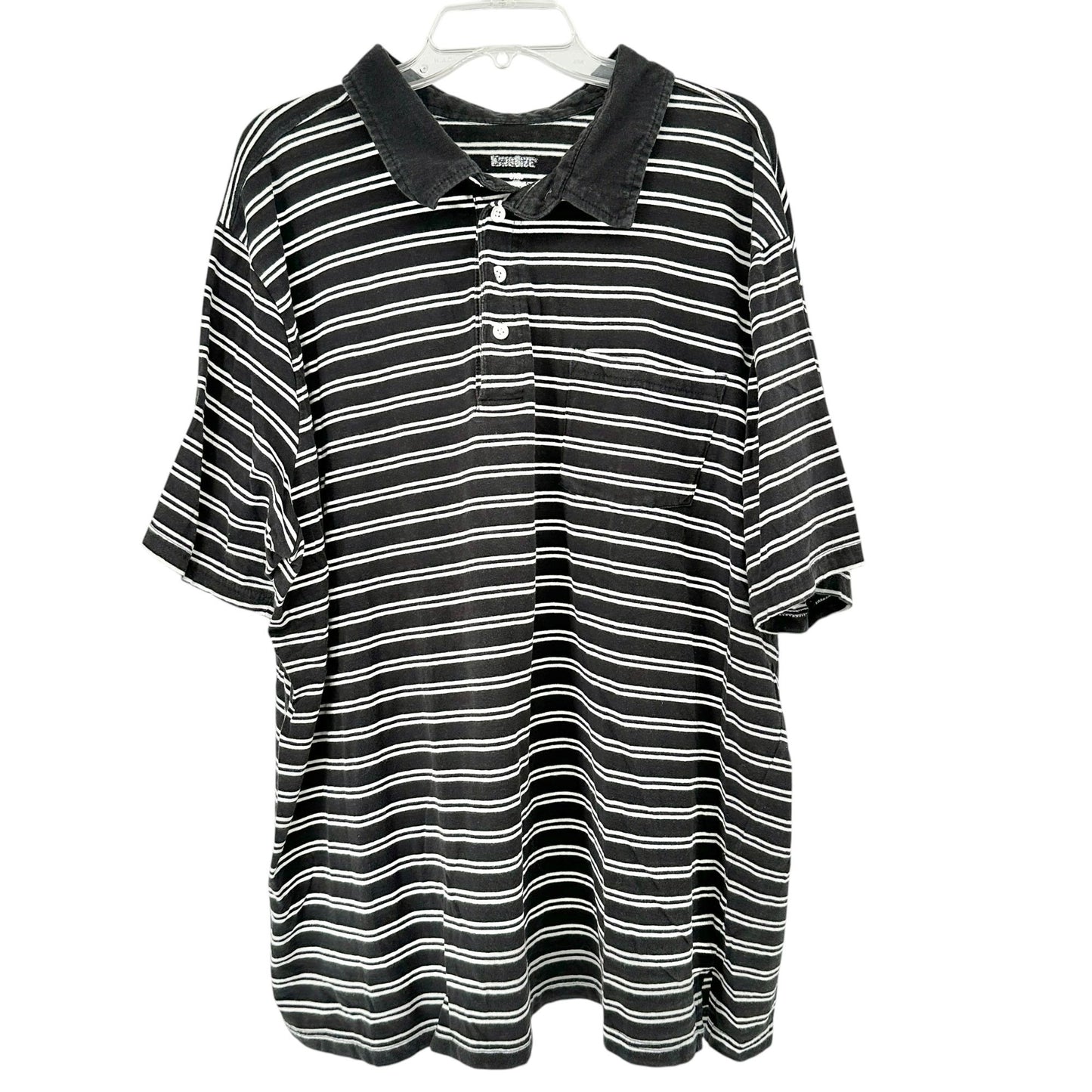 King Size Menswear Polo Shirt Mens 3XL Big Black and White Striped