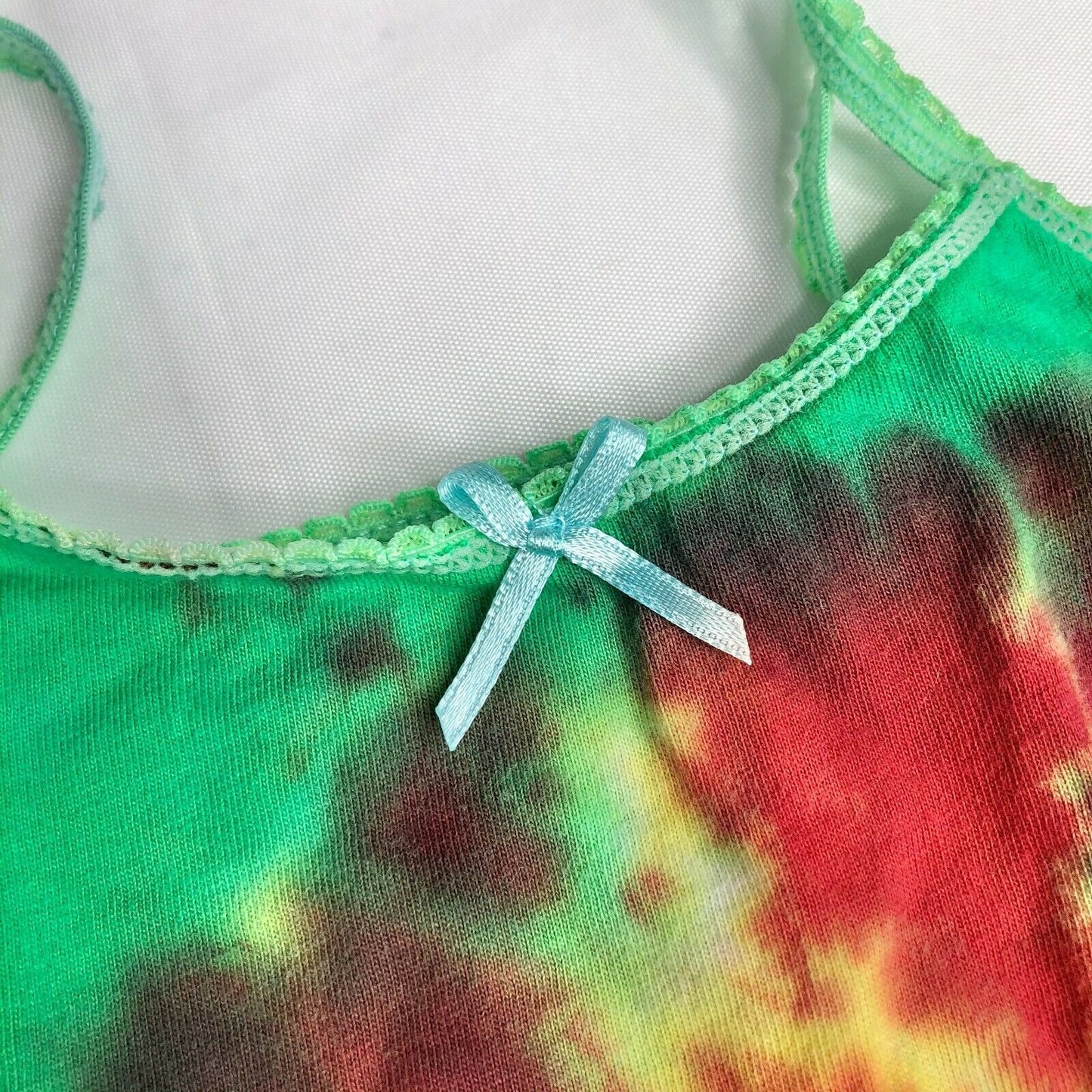 Tie-Dye Toddler Girls Tank Top 2-3T with Bow 100% Cotton Multicolor