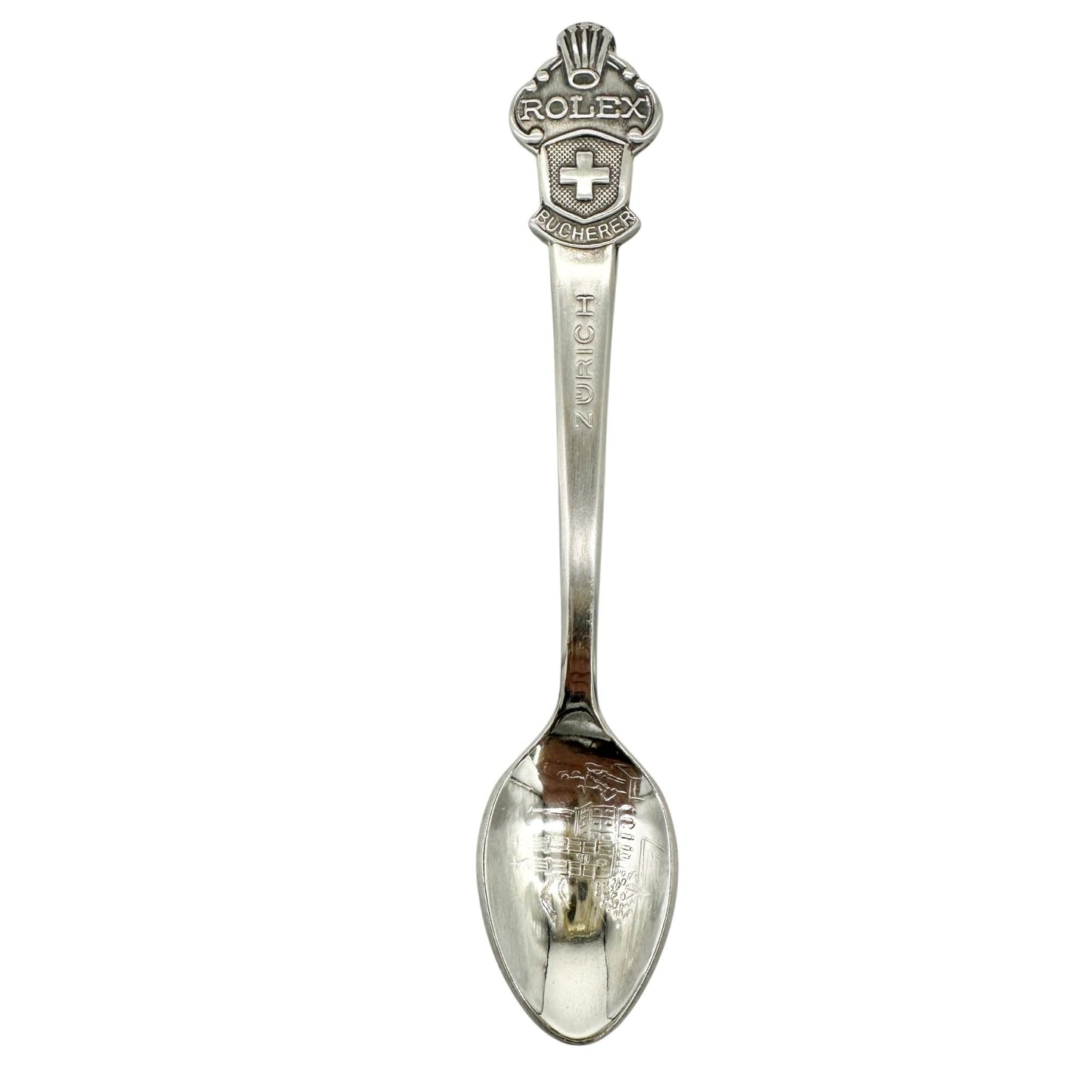 Rolex Bucherer Of Zurich Switzerland Souvenir Spoon Silver Tone 4.5 Inch Collect