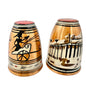 Vintage Greek Copper Salt and Pepper Shakers Painted Black & Red Design 2" Tall