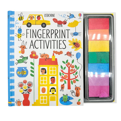 Usborne Fingerprint Activities Book With Ink Pad Spiral Bound Pages Kids Aged 3+