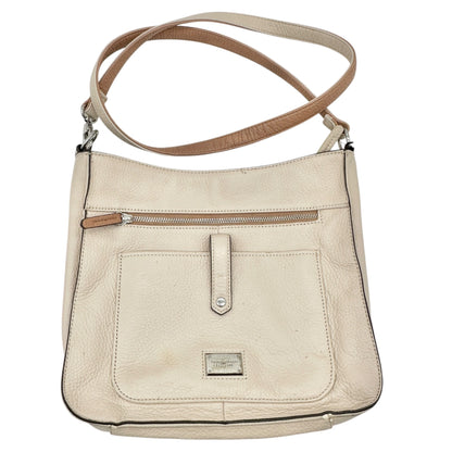 Tignanello Leather Crossbody Bag Adjustable Strap Zip Closure Front Pocket Tan