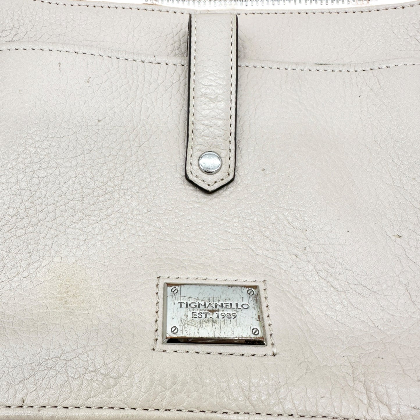 Tignanello Leather Crossbody Bag Adjustable Strap Zip Closure Front Pocket Tan