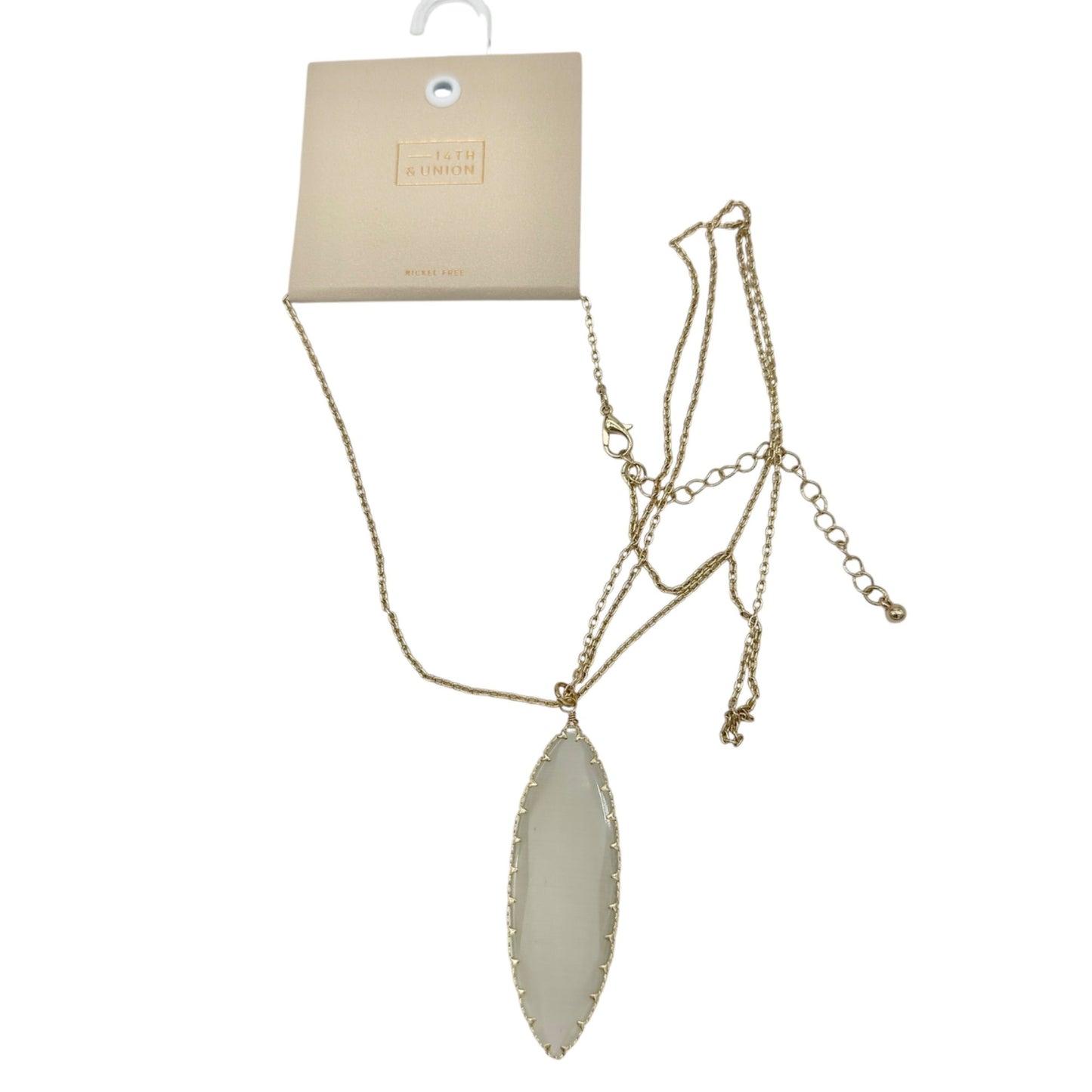 Necklace Oval Pendant 30in Chain Nickel-Free Jewelry Gold-Tone by 14th & Union