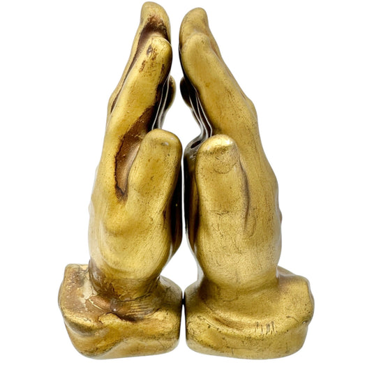 Vintage Gold Praying Hand-Shaped Salt and Pepper Shakers Collectible Religious