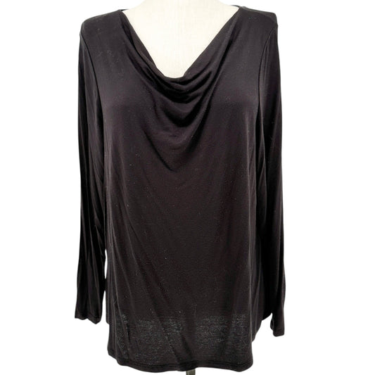 Lane Bryant Womens Black Cowl Neck Long Sleeve Top 18/20 Rayon Blend