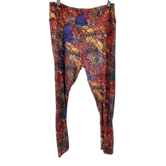 LuLaRoe Leggings Womens Tall and Curvy Brown Blue Autumn Pattern Stretch