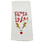 Mud Pie Holiday Kitchen Towel Fa La La La La Reindeer Waffle Weave Cotton 24x16