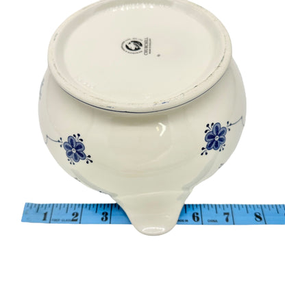 Churchill Serving Bowl with Lid 8 inch Diameter White Blue Floral Design England