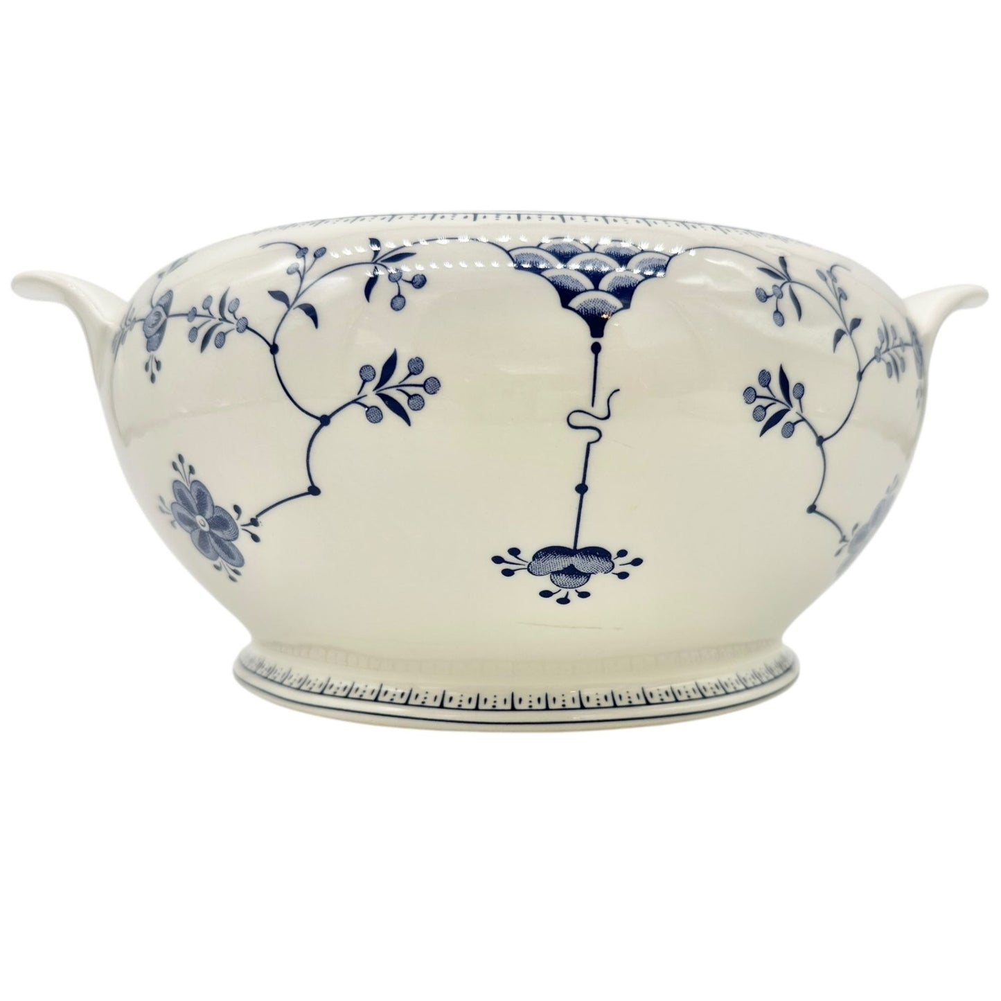 Churchill Serving Bowl with Lid 8 inch Diameter White Blue Floral Design England