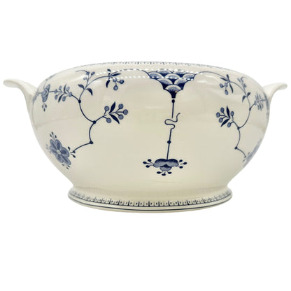 Churchill Serving Bowl with Lid 8 inch Diameter White Blue Floral Design England
