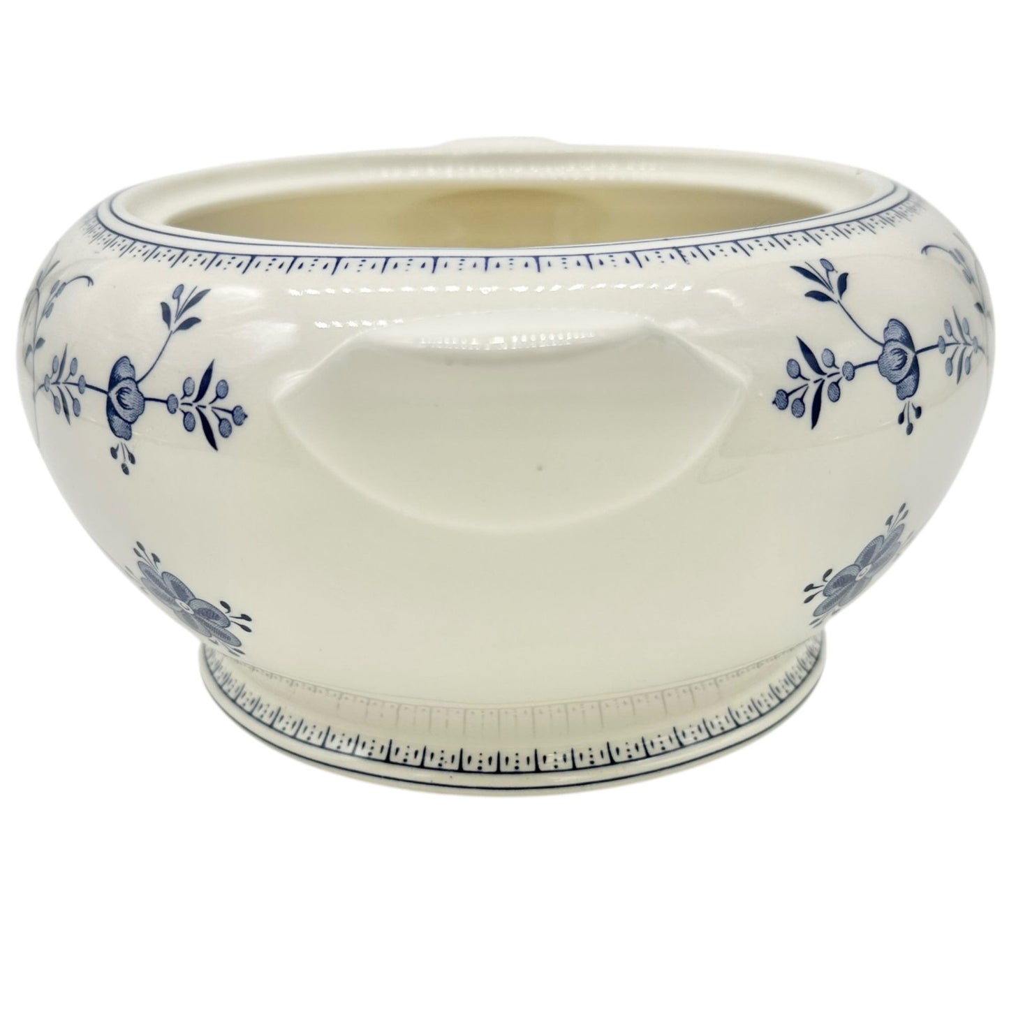 Churchill Serving Bowl with Lid 8 inch Diameter White Blue Floral Design England