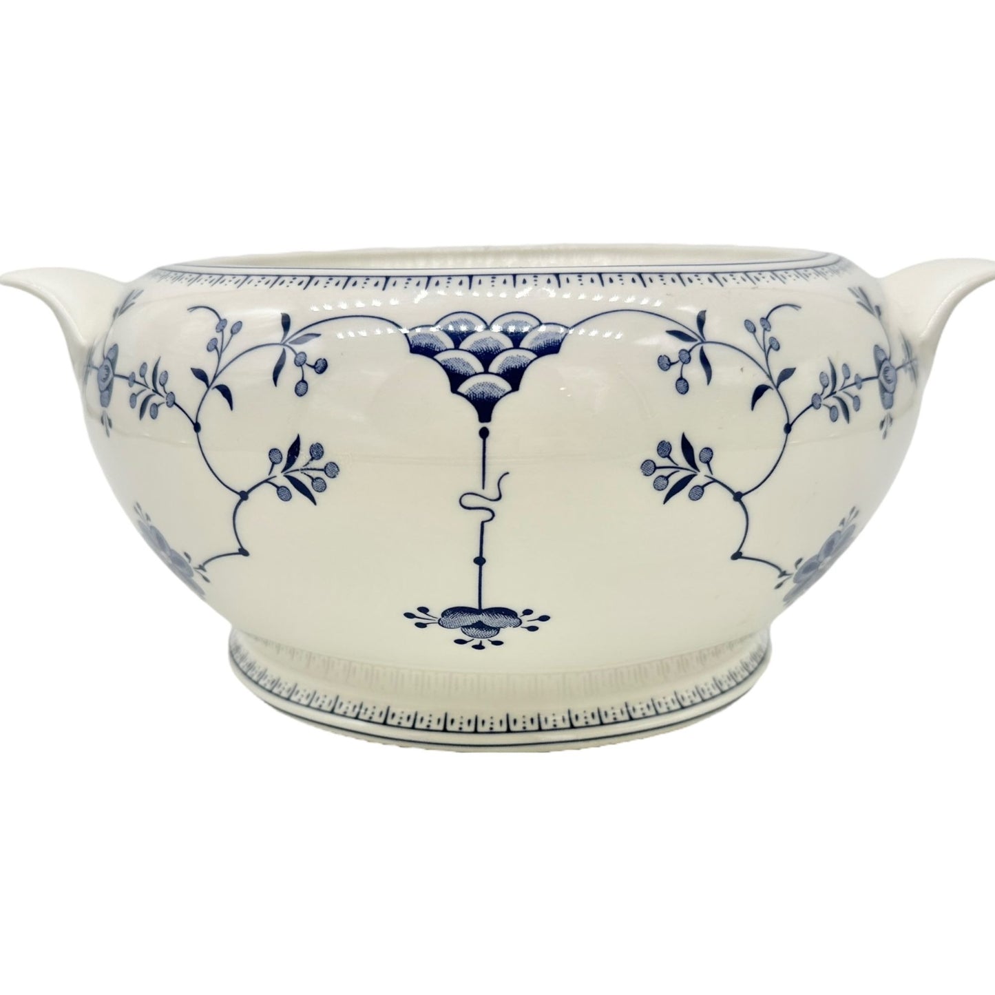 Churchill Serving Bowl with Lid 8 inch Diameter White Blue Floral Design England