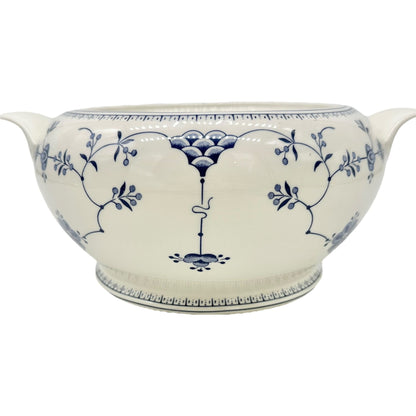 Churchill Serving Bowl with Lid 8 inch Diameter White Blue Floral Design England
