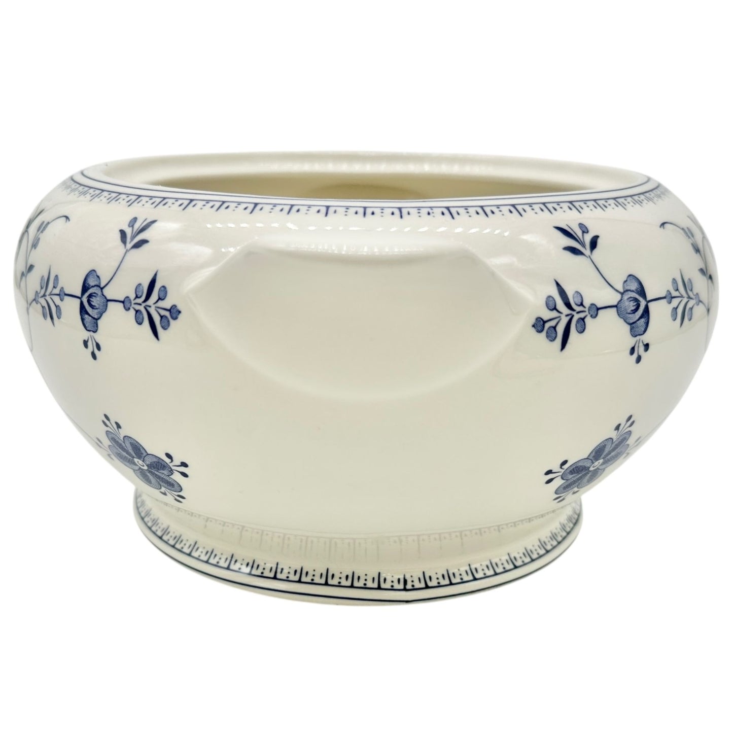Churchill Serving Bowl with Lid 8 inch Diameter White Blue Floral Design England