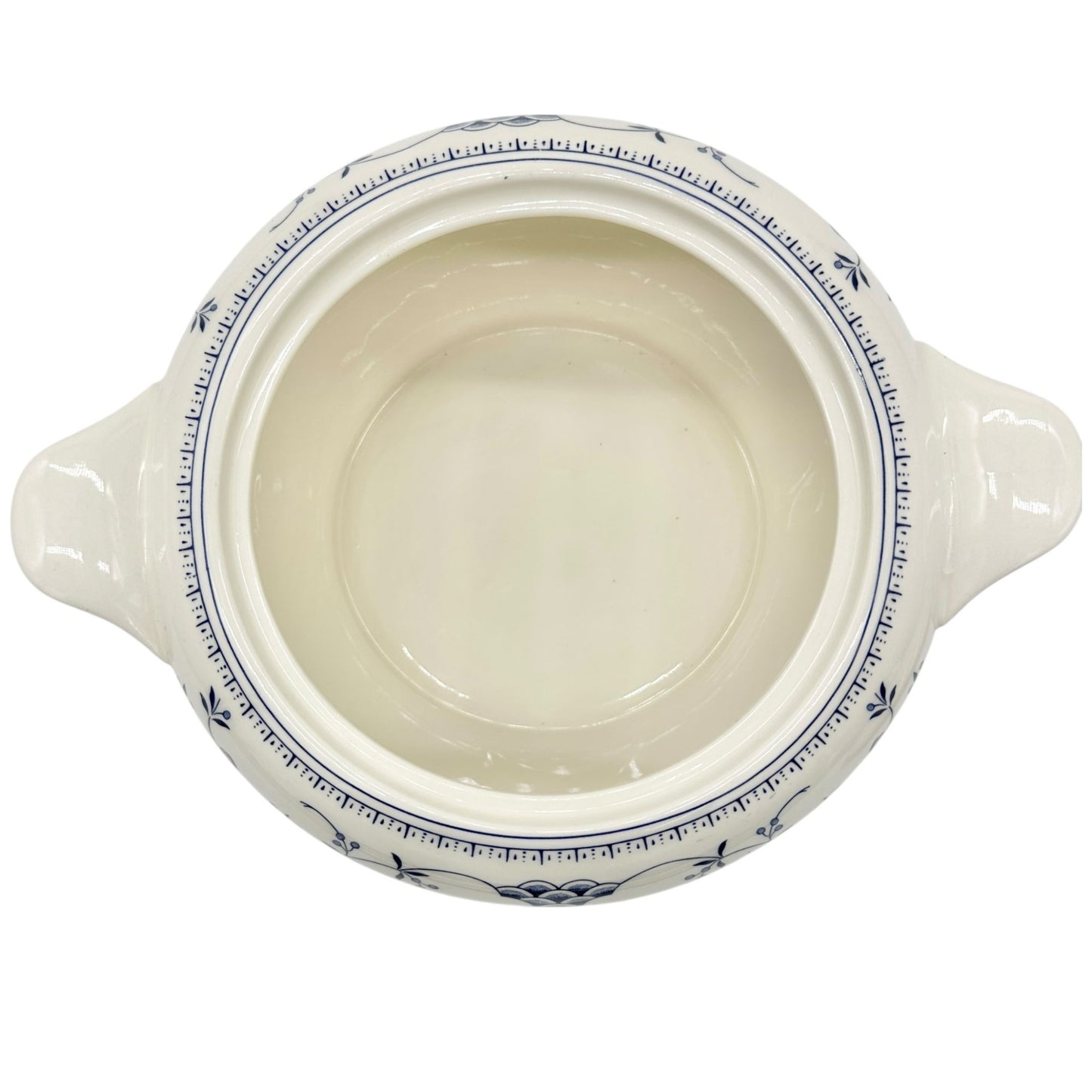 Churchill Serving Bowl with Lid 8 inch Diameter White Blue Floral Design England