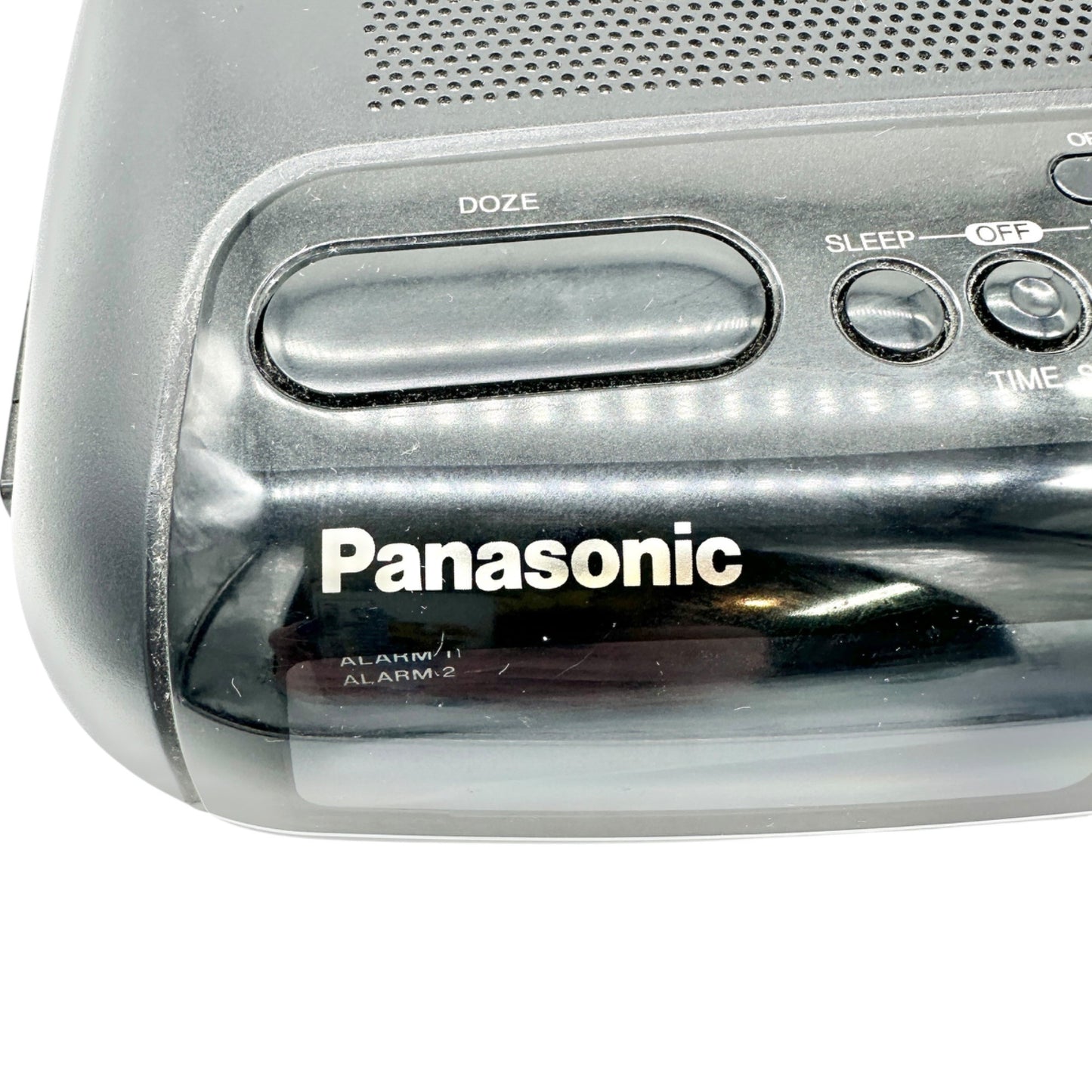 Panasonic FM AM Clock Radio RC6088 Dual Alarm Sure Alarm Black Dual Power WORKS